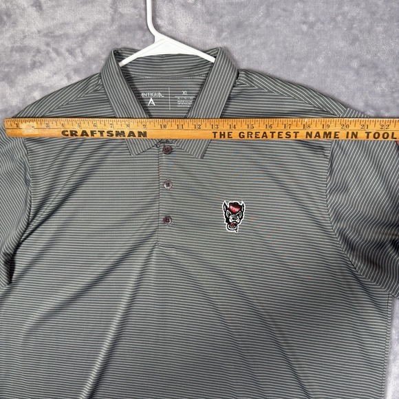 NC State Wolfpack Polo Shirt Mens XL Black Gray Duffy Stretch Golf Football Wolf - Picture 8 of 11